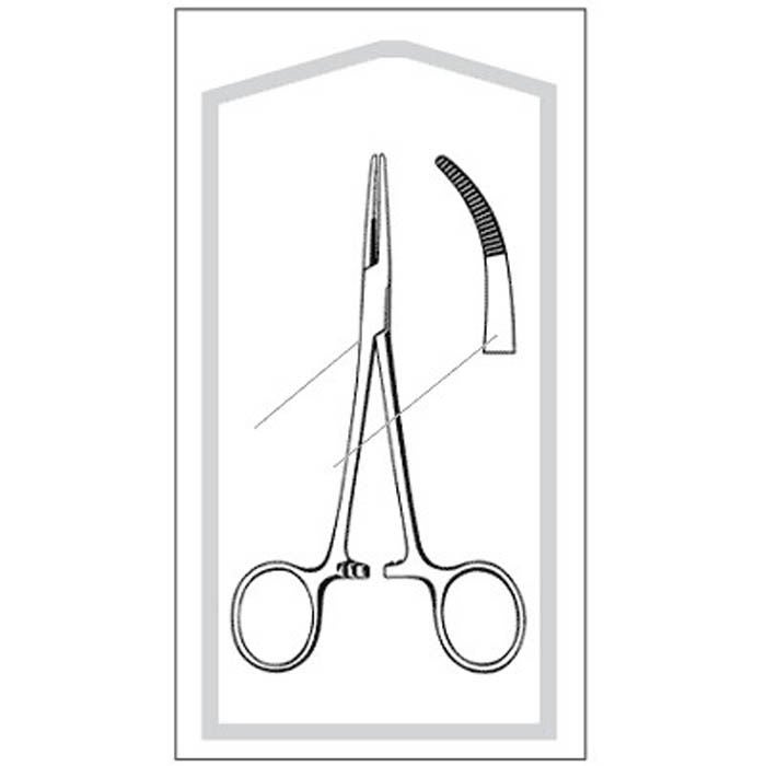 Hemostatic Forceps Econo Sterile Kelly 5-1/2 Inch Length Floor / Office Grade Pakistani Stainless Steel Sterile Locking Finger Ring Handle Curved Serrated Tips (Case of 50)