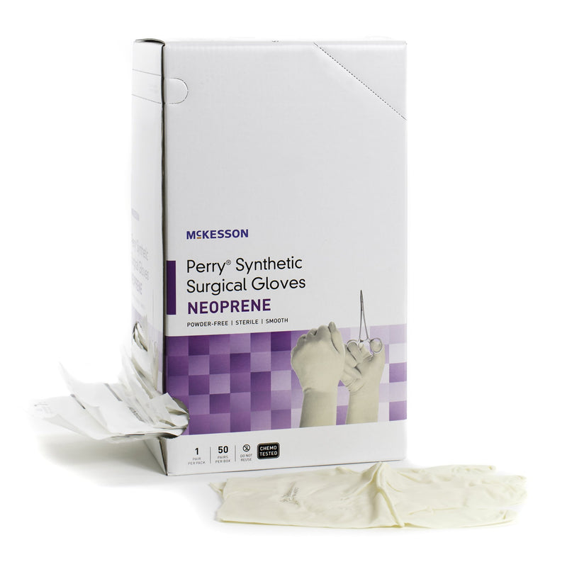 McKesson Perry Polychloroprene Surgical Glove, Size 8.5, Cream (Case of 4 Boxes)