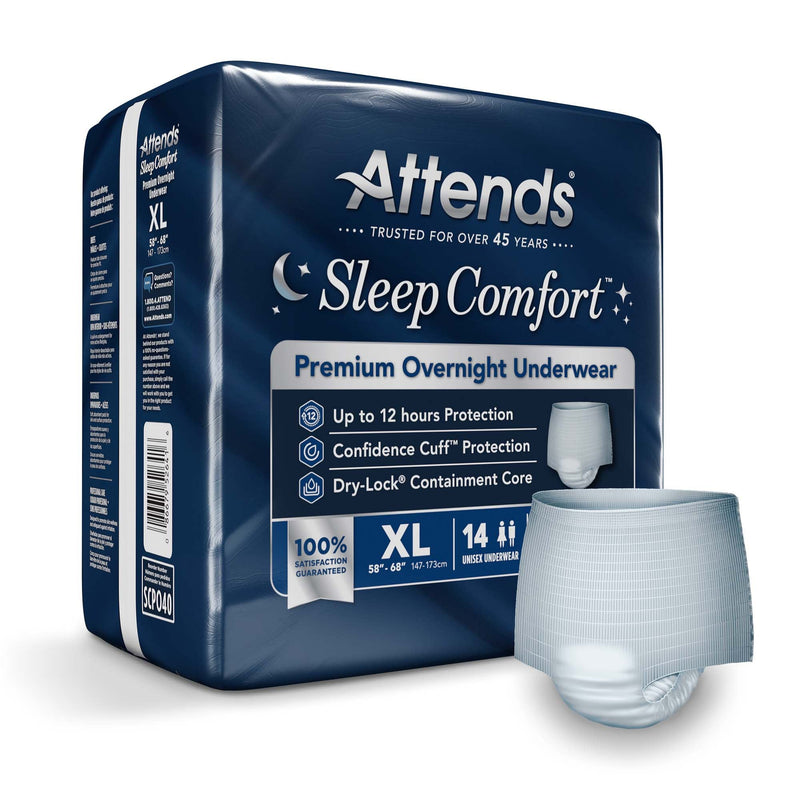 Attends Healthcare Products Attends Sleep Comfort Premium Overnight Underwear, Extra Large, 58 – 68 Inches (56/CS) 