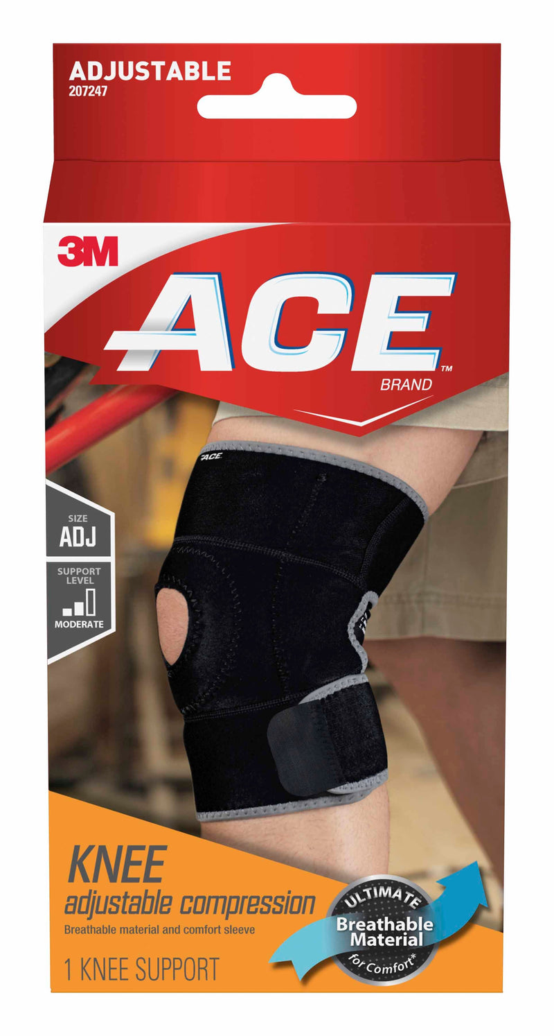 3M Ace Neoprene Open-Patella Compression Knee Support, One Size Fits Most (Each)