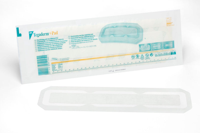 3M Tegaderm Transparent Film Dressing with Pad, 3-1/2 x 13-3/4 Inch (Case of 100)