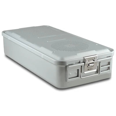 SklarLite Sterilization Container - Full-Size, Standard Lid, Non-Perforated Bottom, 23" x 11" x 5", Silver - 10-4048 