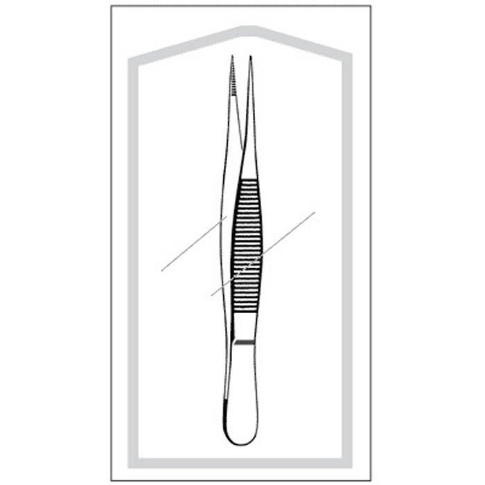 Splinter Forceps Econo Sterile 4-1/2 Inch Length Floor / Office Grade Pakistani Stainless Steel Sterile NonLocking Thumb Handle Straight Fine, Pointed Serrated Tips 