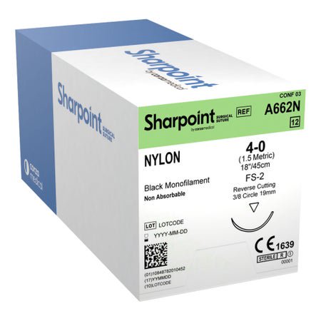 SUTURE NYLON MONO SIZE 4-018IN/45CM 3/8 CIRC 12/BX
