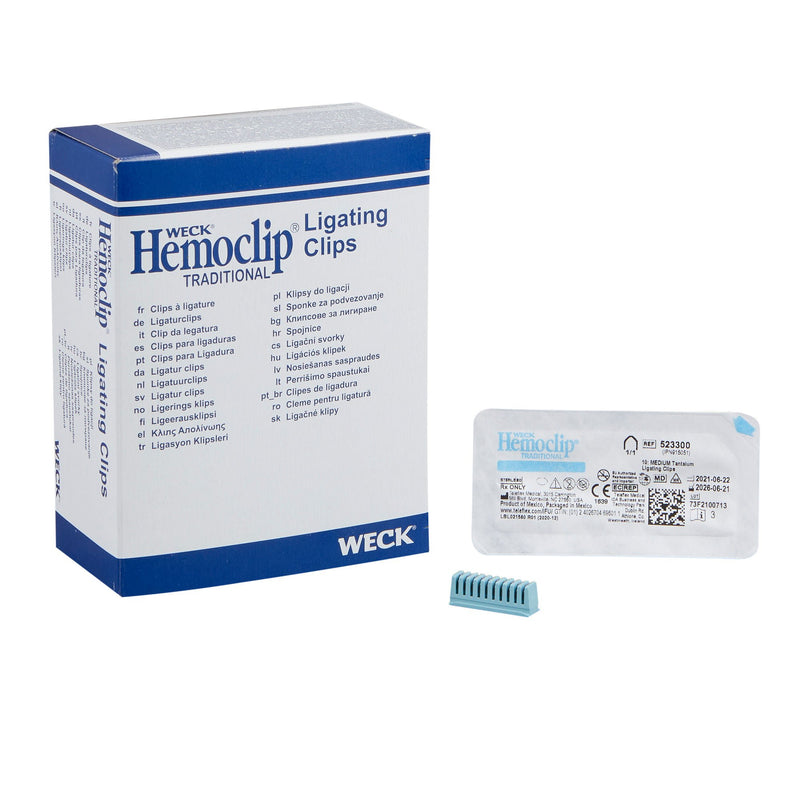 Ligating Clip Hemoclip Traditional Style Tantalum Medium Blue Clip 10 Clips (Box)
