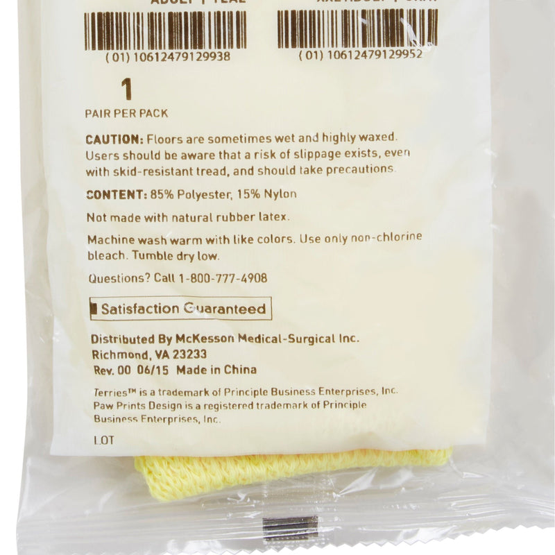 McKesson Terries Single Tread Slipper Socks, Toddler, Pale Yellow 