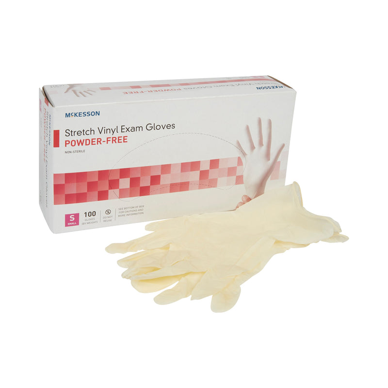 McKesson Stretch Vinyl Exam Glove, Small, Ivory (Case of 1000)