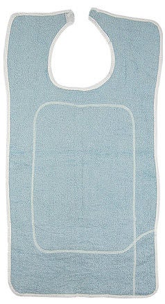 Beck's Classic Adult Bib with Barrier, White and Blue Terry, 18 x 36 Inch (Dozen)