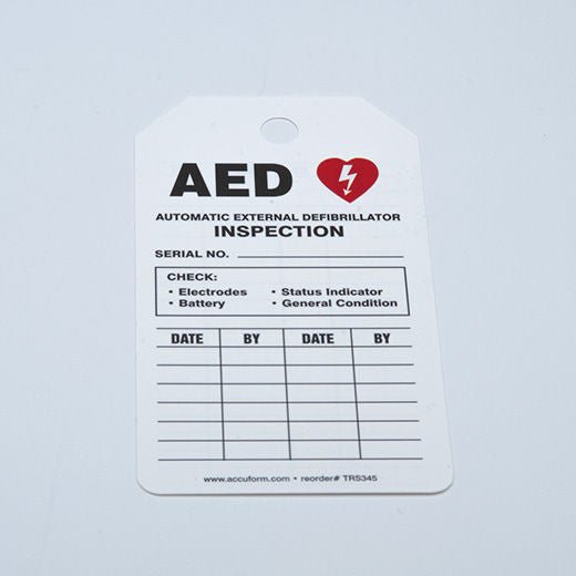 Equipment Tag Accuform AED Inspection Status White 3-1/4 X 5-3/4 Inch Card Stock 5 per Pack