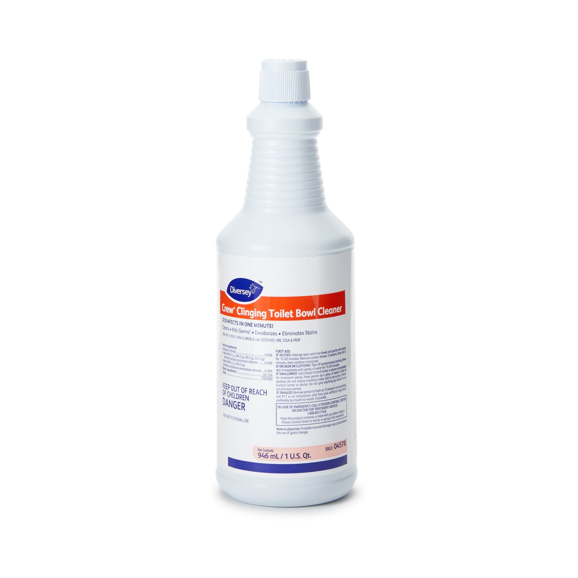 Toilet Bowl Cleaner Diversey Crew Acid Based Manual Squeeze Liquid 32 oz. Bottle Floral Scent NonSterile 