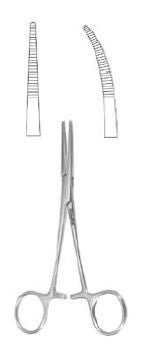 Hemostatic Forceps MeisterHand Kelly 5-1/2 Inch Length OR / Surgical Grade German Stainless Steel NonSterile Locking Finger Ring Handle Curved Serrated Tips (Each)