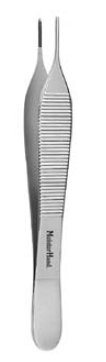 Dressing Forceps MeisterHand Adson 4-3/4 Inch Length OR / Surgical Grade German Stainless Steel NonSterile NonLocking Thumb Handle Straight Delicate, Serrated Tips 