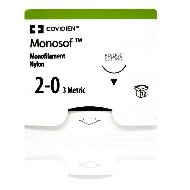 Nonabsorbable Suture with Needle Monosof Nylon C-15 3/8 Circle Reverse Cutting Needle Size 2-0 Monofilament 