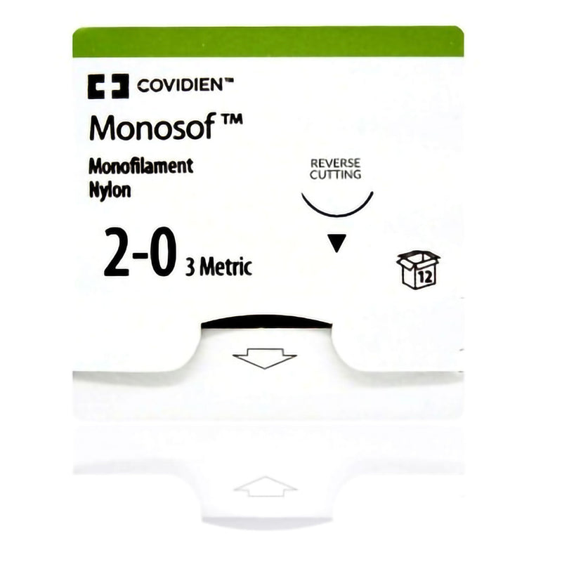 Nonabsorbable Suture with Needle Monosof Nylon C-15 3/8 Circle Reverse Cutting Needle Size 2-0 Monofilament