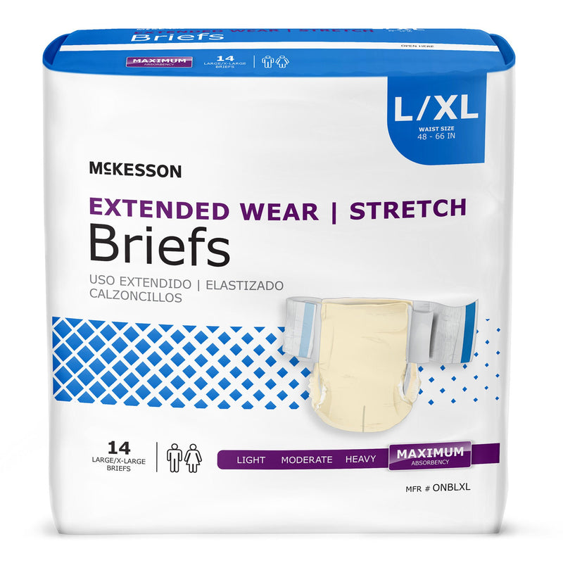 McKesson Extended Wear Maximum Absorbency Incontinence Brief, Large / X-Large (Case of 56)
