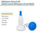 McKesson Brand McKesson Prevent HP Push Button Safety Lancet, 28 Gauge (2000/CS) 