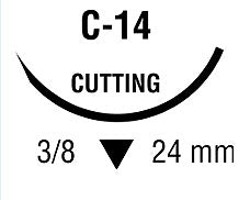 Nonabsorbable Suture with Needle Monosof Nylon C-14 3/8 Circle Reverse Cutting Needle Size 2-0 Monofilament