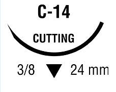 Nonabsorbable Suture with Needle Monosof Nylon C-14 3/8 Circle Reverse Cutting Needle Size 2-0 Monofilament 