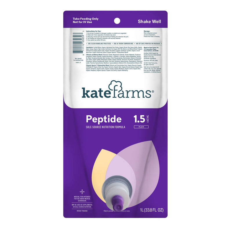 Kate Farms Peptide 1.5 Sole-Source Nutrition Formula, 1,000 mL Bag (Case of 6)