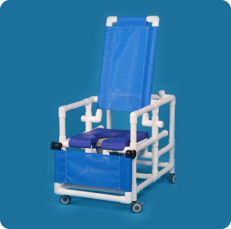 Commode / Shower Chair ipu Fixed Arms PVC Frame Reclining Backrest 24 Inch Seat Width 300 lbs. Weight Capacity (Each)