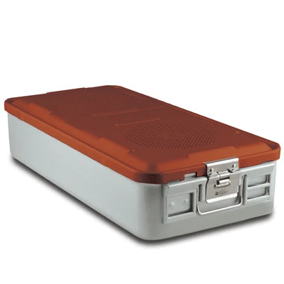 SklarLite Sterilization Container - Full-Size, Standard Lid, Non-Perforated Bottom, 23" x 11" x 5", Red - 10-4052 