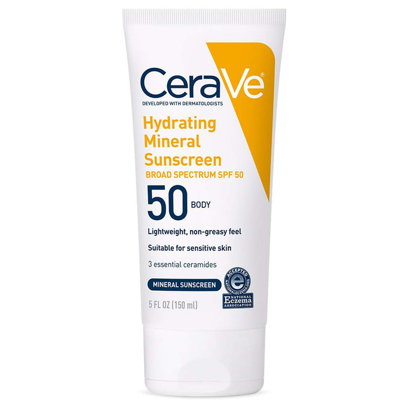 CeraVe Hydrating Mineral Sunscreen Body SPF 50, 5-ounce Tube (Each)
