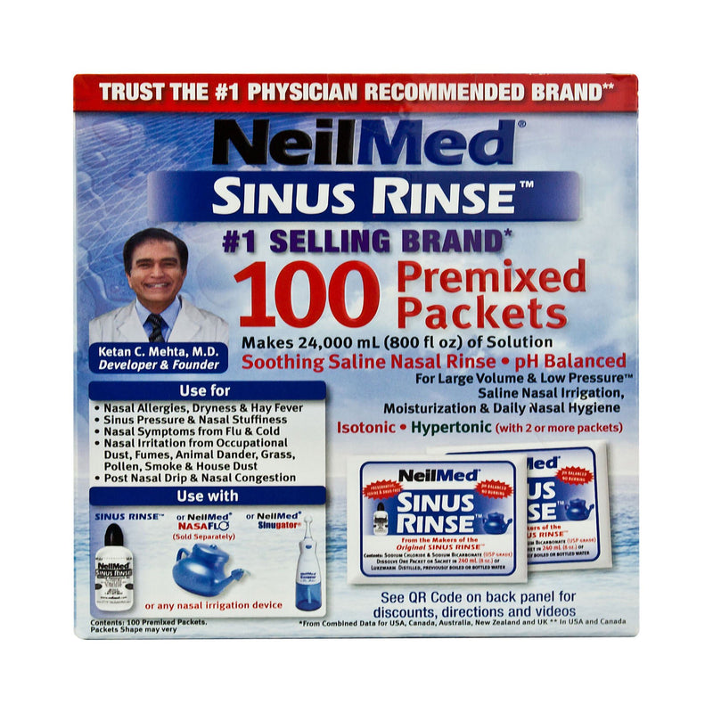 NeilMed Sinus Rinse Saline Nasal Rinse Refill Kit (Box of 100)