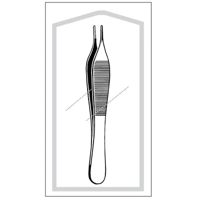 Merit Sterile Adson Dressing Forceps - 4-3/4", Straight, Serrated, Disposable, CS 25 - 96-2571m 