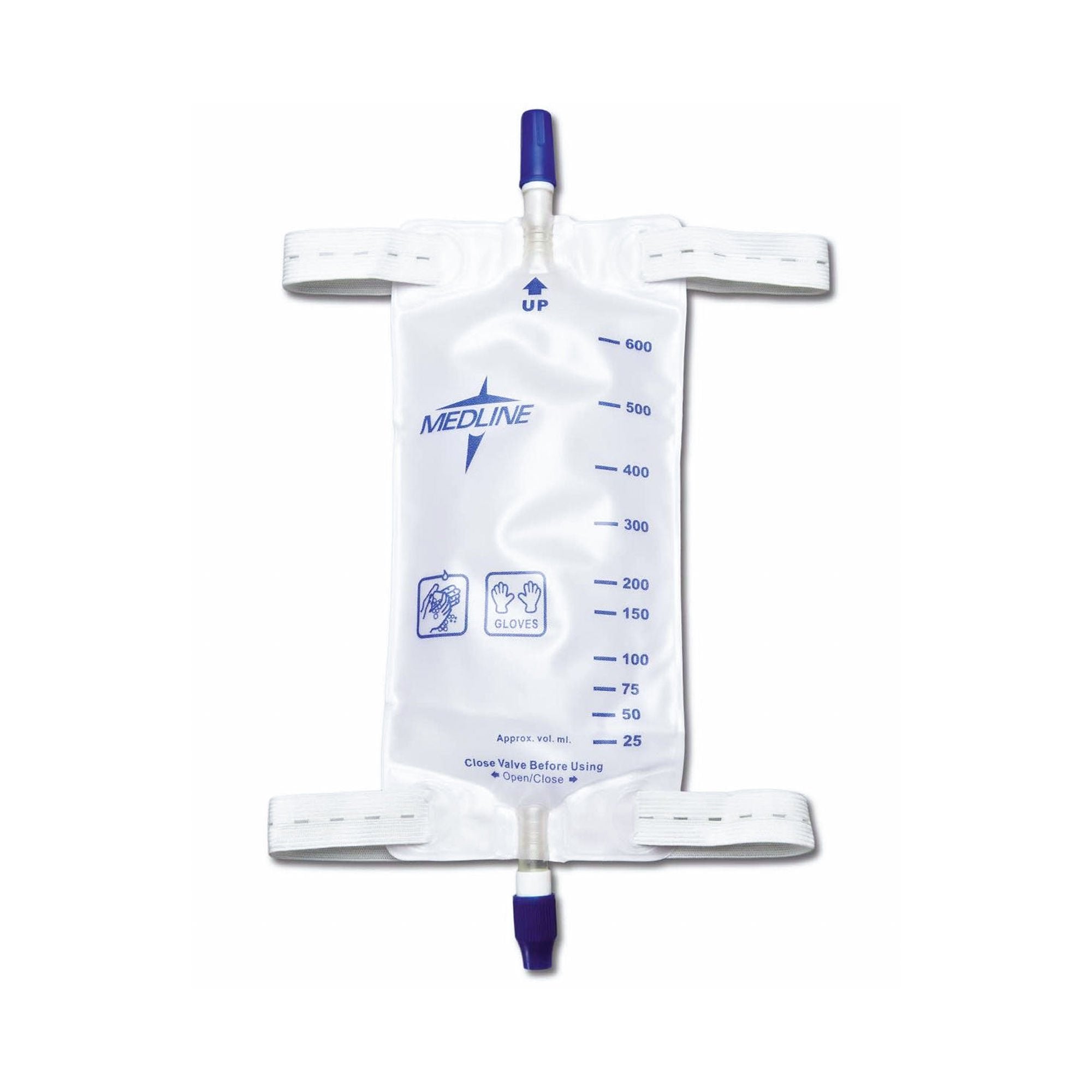 Medline Urinary Leg Bag Medline Anti-Reflux Valve Sterile 600 mL Vinyl (DYND12574 / CS)