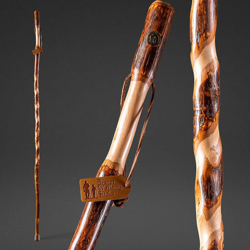 Mabis Healthcare Brazos Iron Bamboo Rustic Walking Stick, 48 Inch Height, Red 