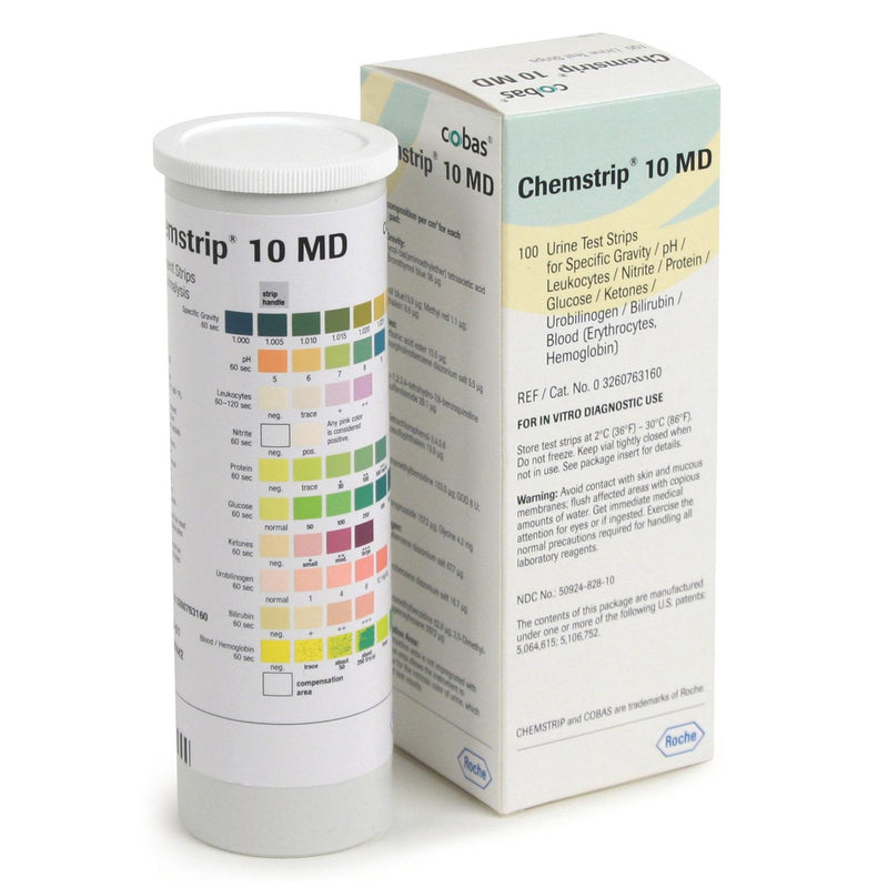 Urinalysis Reagent Chemstrip Bilirubin, Blood, Glucose, Ketone, Leukocytes, Nitrite, pH, Protein, Specific Gravity, Urobilinogen For Visual Read / Chemstrip 101 / Chemstrip Criterion II / Urisys 1100 