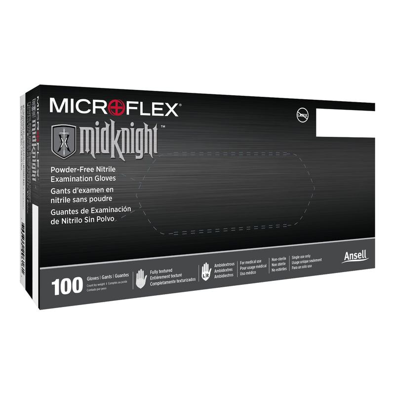 Microflex Medical Microflex Midknight Nitrile Exam Glove, Small, Black (10/CS)