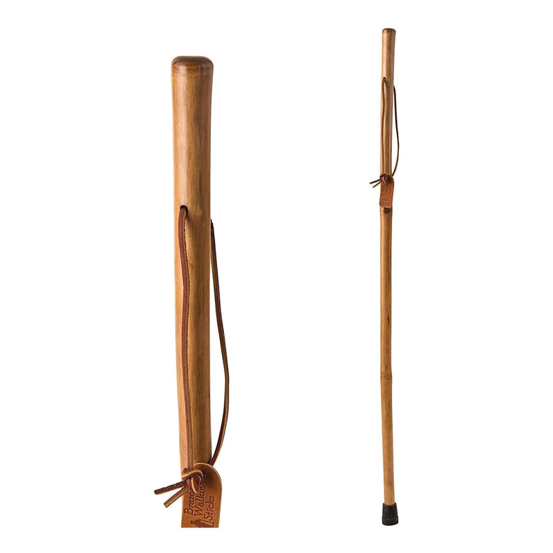 Mabis Healthcare Brazos Iron Bamboo Rustic Walking Stick, 55 Inch Height, Red 