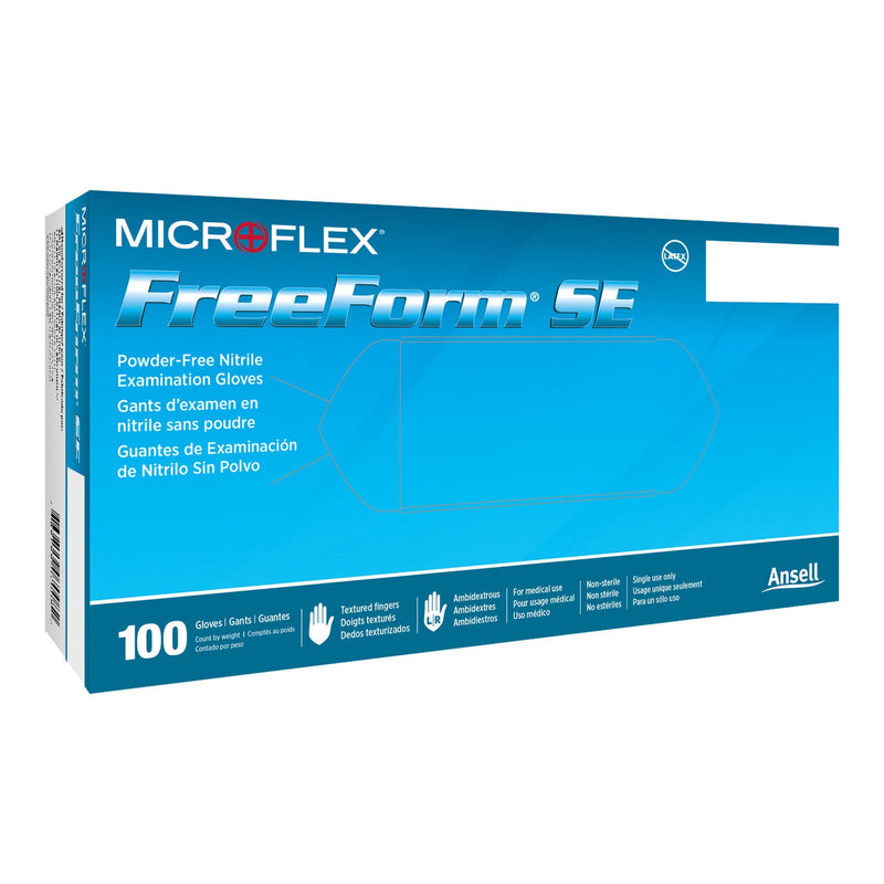 Exam Glove FreeForm SE Medium 100 per Box NonSterile Nitrile Standard Cuff Length Textured Fingertips Blue Not Rated