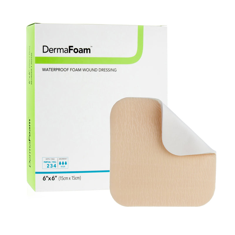 DermaFoam Nonadhesive without Border Foam Dressing, 6 x 6 Inch (Box of 10)