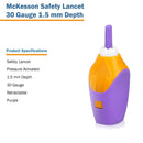 McKesson Pressure Activated Safety Lancets, 30 Gauge, Purple (Case of 2000)
