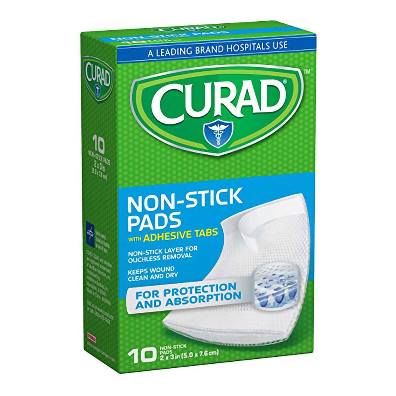Curad nonstick Pads with Adhesive Tabs, 2 x 3 Inch (Box of 10)