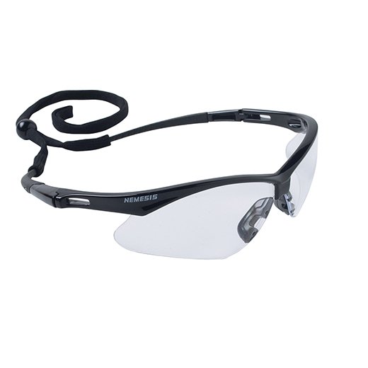 Ansell Safety Glasses KleenGuard Nemesis Wraparound Anti-fog / Anti-static Coating Clear Tint Polycarbonate Lens Black Frame Over Ear One Size Fits Most (12/CS)
