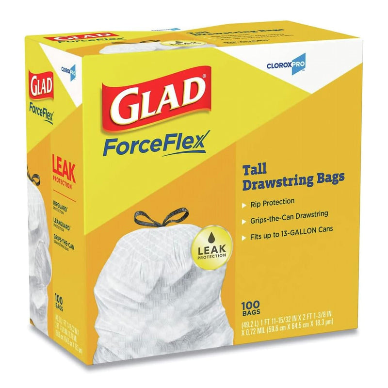 Trash Bag Glad 13 gal. 0.72 mil 12 X 24 Inch White Tall Kitchen Dispenser Box (Case of 400)