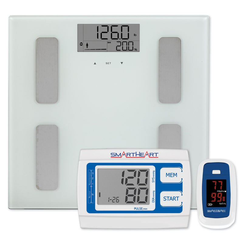 SmartHeart Heart Health Bundle: Scale, Blood Pressure Monitor, Pulse Oximeter 