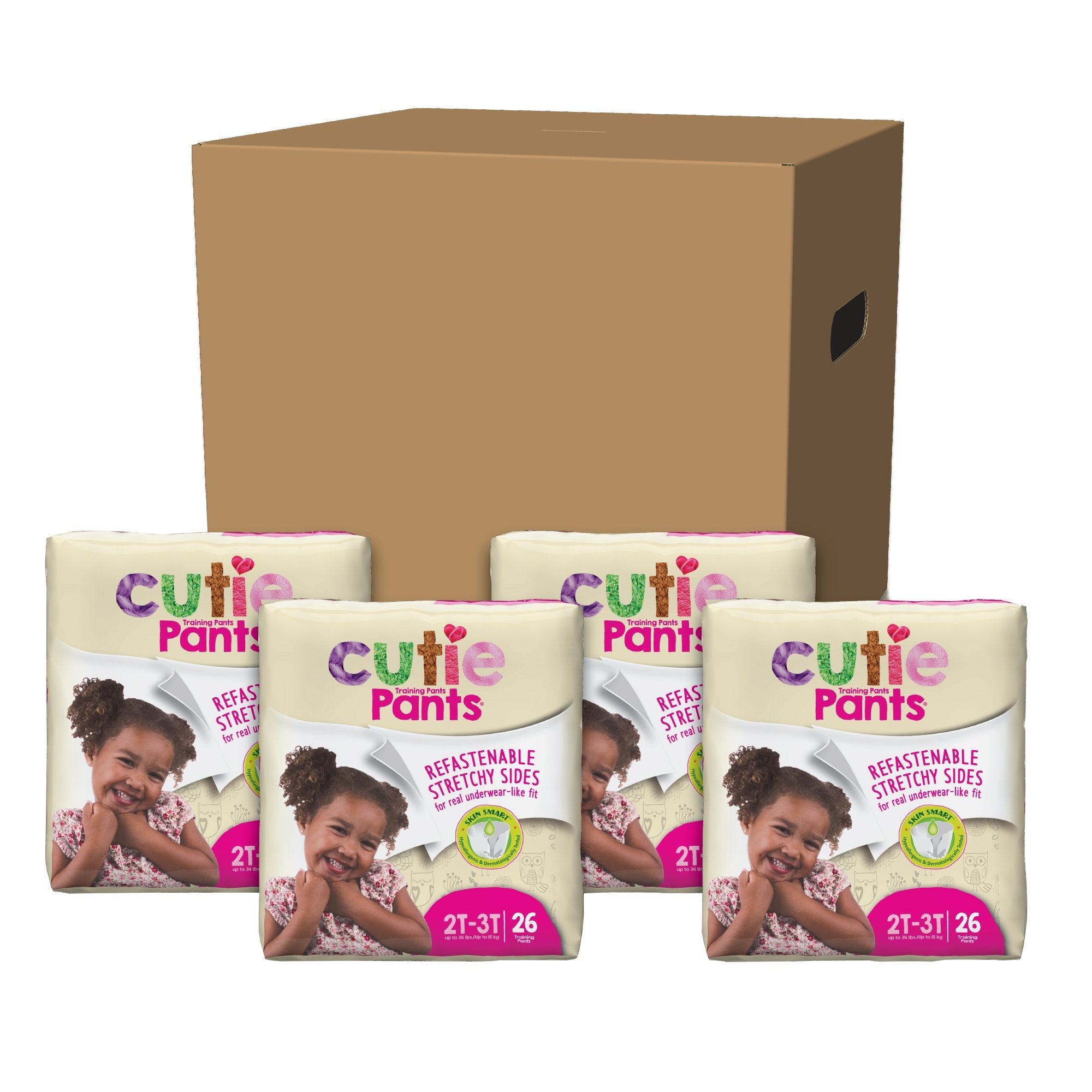 First Quality Products LLC Cutie Pants Training Pants, Female, Toddler, Disposable, Heavy Absorbency (104/CS) 