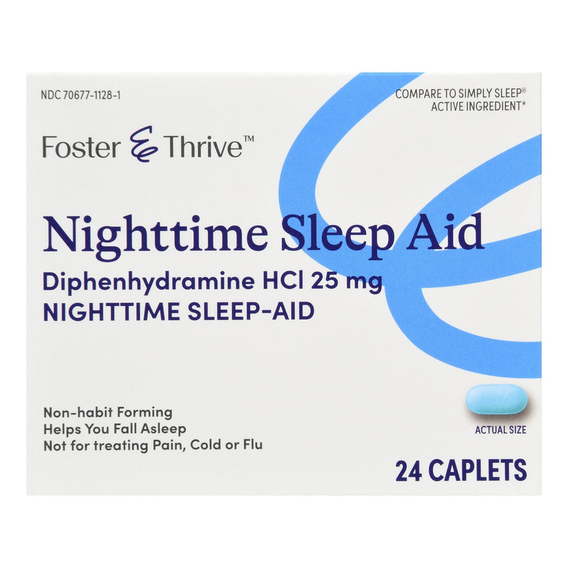McKesson Brand Foster & Thrive Nighttime Sleep-Aid Diphenhydramine HCl 25 mg Caplets 