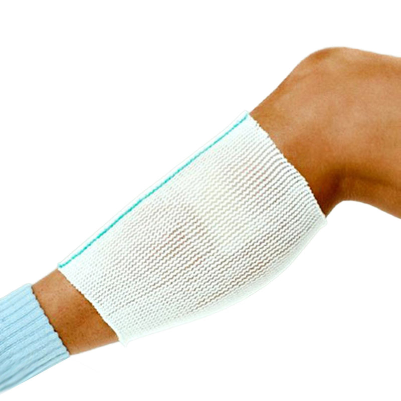 The Pillow Factory Division Elastic Net Retainer Dressing X-Span Tubular White / Gold Polyester / Spandex Size 1 8 Yard Length Medium Finger / Toe NonSterile