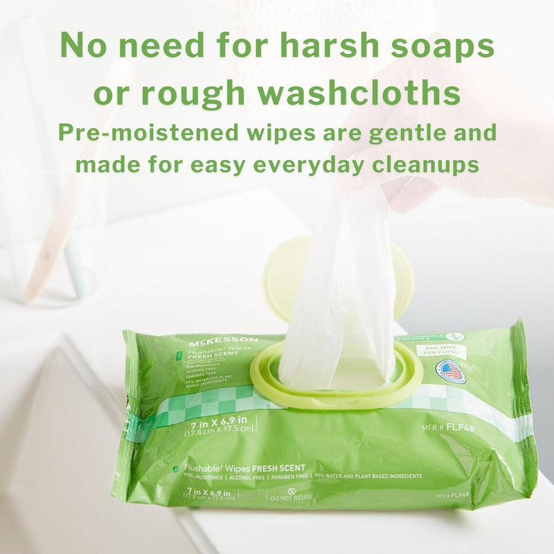 McKesson Brand McKesson Flushable* Wet Wipes - Scented, 96 Wet Wipes per Pack (576/CS) 