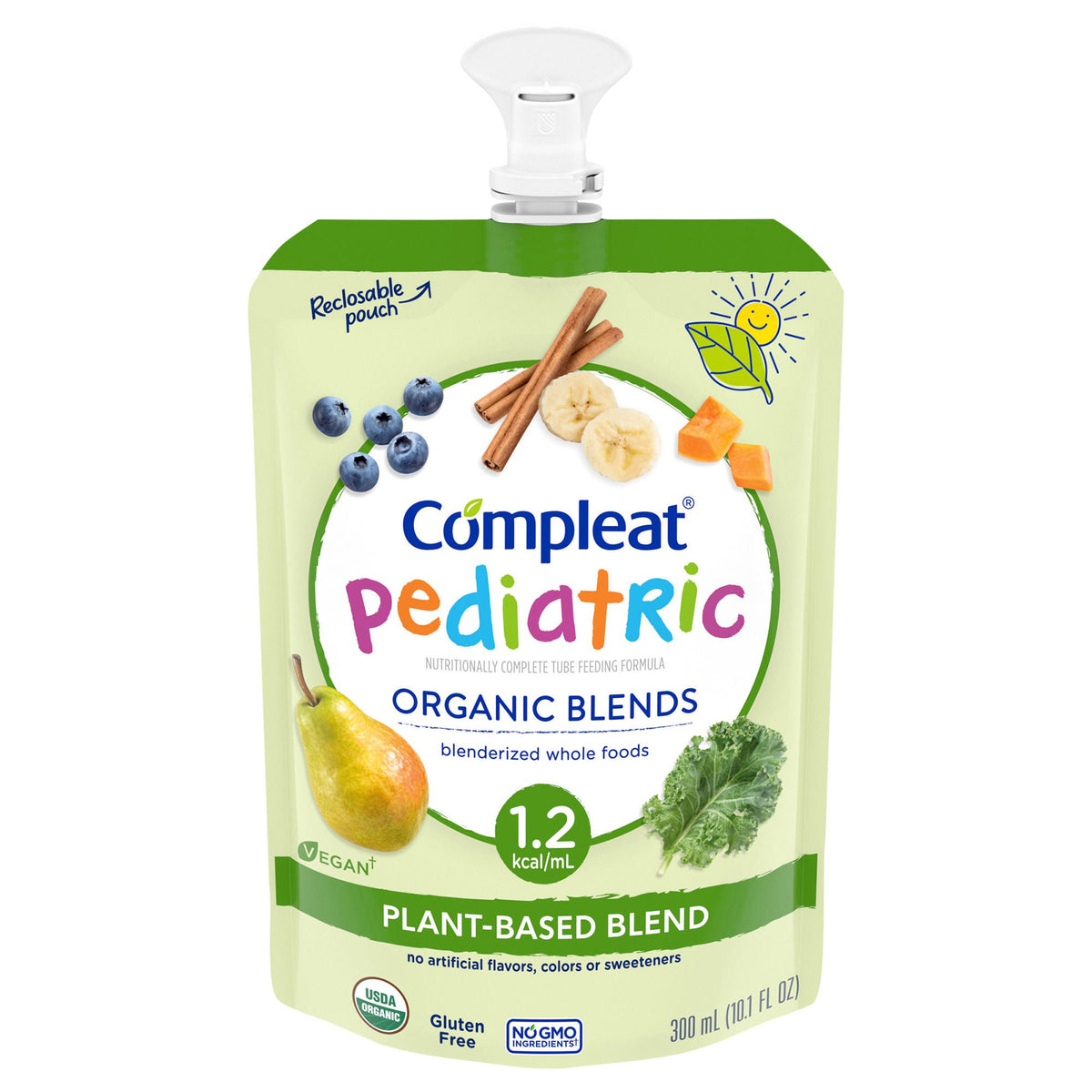 Pediatric Tube Feeding Formula Compleat Pediatric Organic Blends Plant-Based Unflavored 10.1 oz. Pouch Liquid (Case of 24)