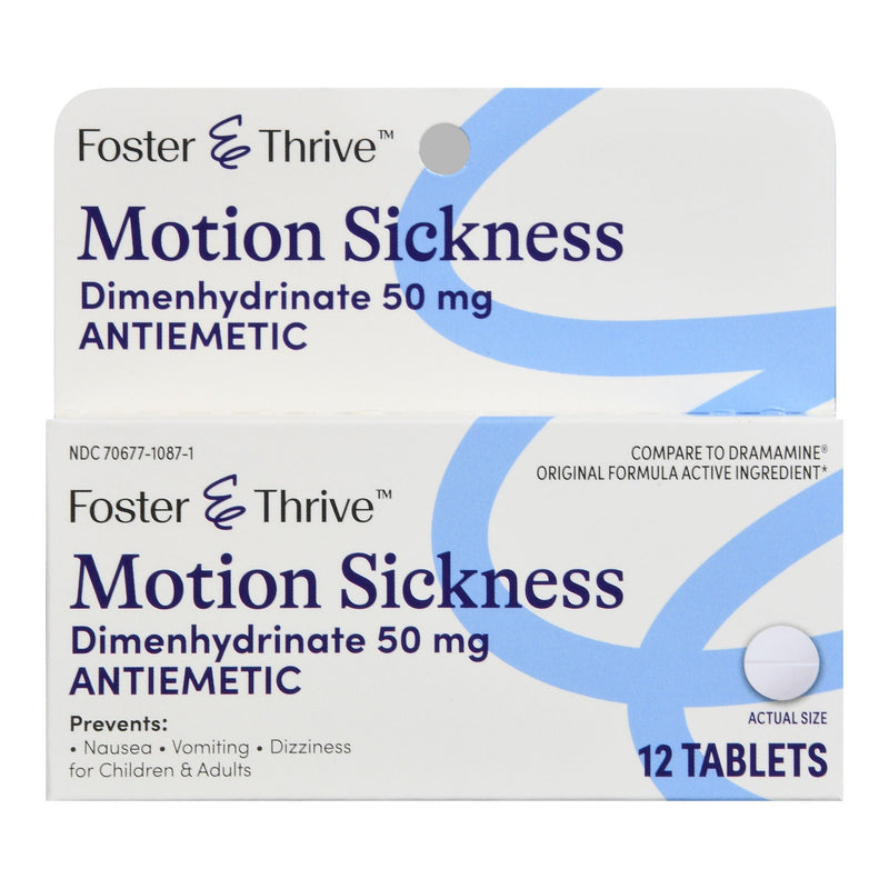 Foster & Thrive Motion Sickness Dimenhydrinate 50 mg Tablets (Box of 12) 