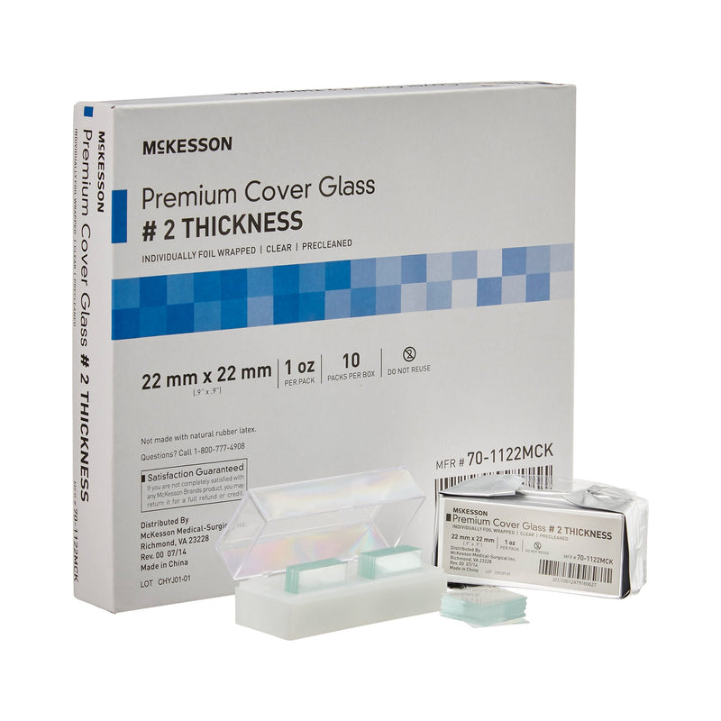 McKesson Premium No. 2 Thickness Cover Glass, 22 x 22 mm (Box of 10 Packs)