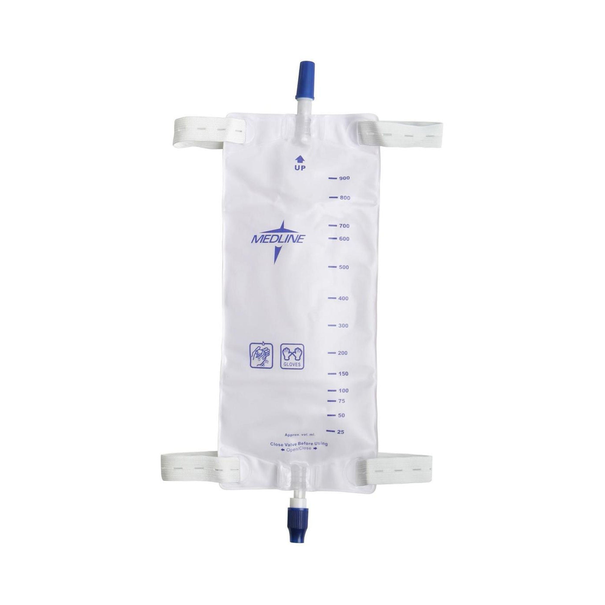Medline Urinary Leg Bag Medline Anti-Reflux Valve Sterile 950 mL Vinyl (DYND12578 / CS)