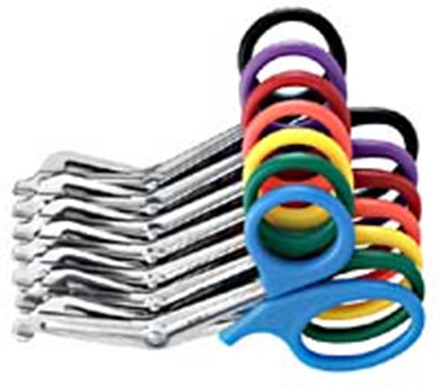 Bandage and Utility Scissors Miltex Universal 7-1/2 Inch Length OR / Surgical Grade German Stainless Steel / Plastic NonSterile Blue Finger Ring Handle Angled Blunt Tip / Blunt Tip 