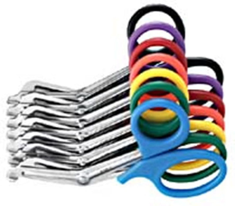 Bandage and Utility Scissors Miltex Universal 7-1/2 Inch Length OR / Surgical Grade German Stainless Steel / Plastic NonSterile Blue Finger Ring Handle Angled Blunt Tip / Blunt Tip (Each) 